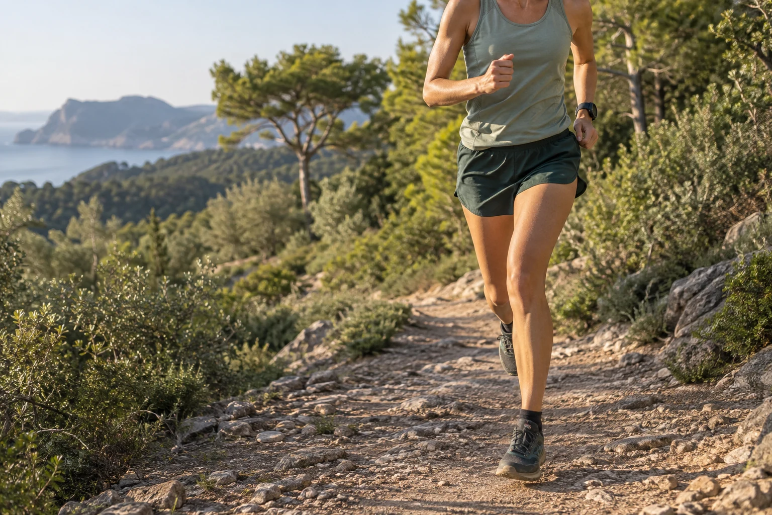 Illustration d’une sportive courant sur un sentier